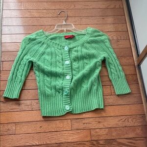 Elegant Green Cable Knit Cardigan